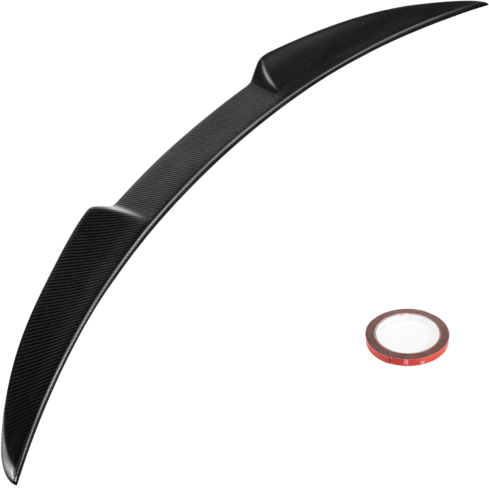 Alerón trasero VEVOR de fibra de carbono negro con cinta adhesiva incluida.