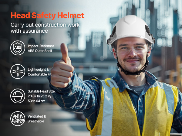 VEVOR Industrial Safety Helmet – 20.87 to 25.2 Inch, 6 Point