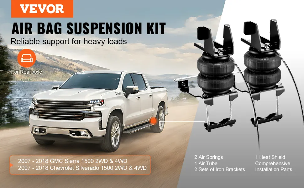 Kit di sospensione airbag VEVOR per GMC Sierra/Chevrolet Silverado 2007-2018, supporto affidabile per carichi pesanti.