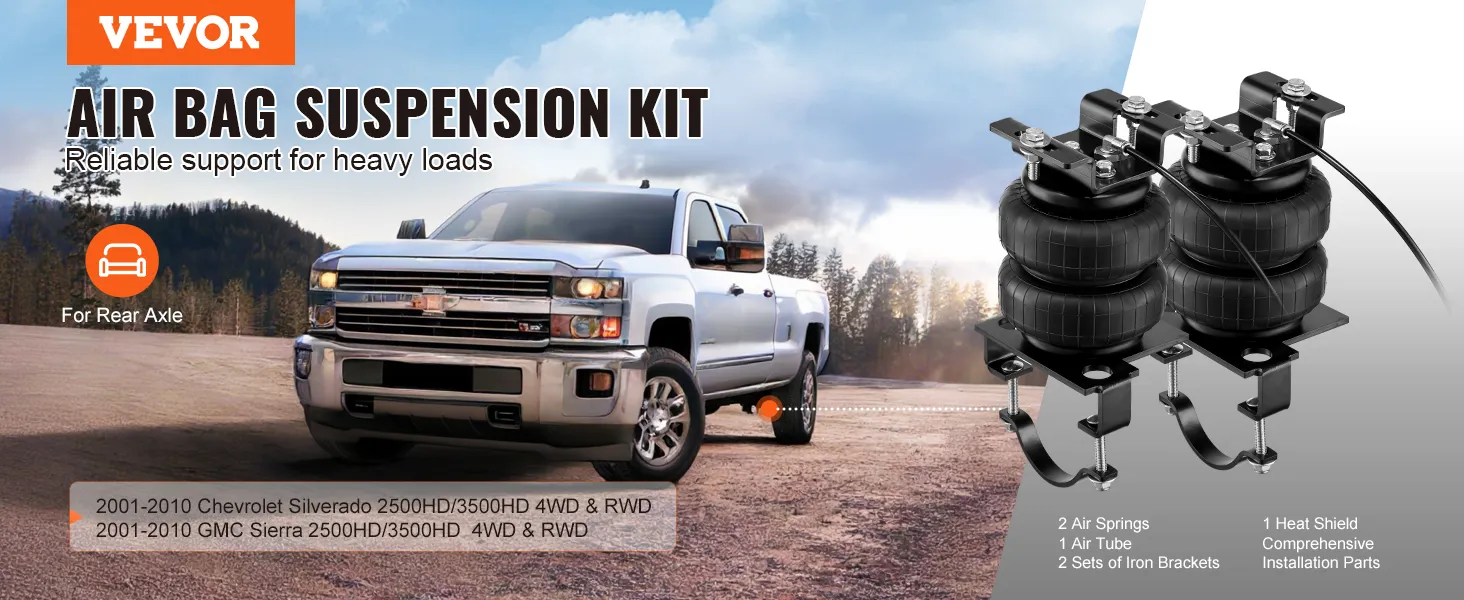 VEVOR air bag suspension kit for 2001-2010 chevrolet silverado and gmc sierra 2500hd/3500hd 4wd.