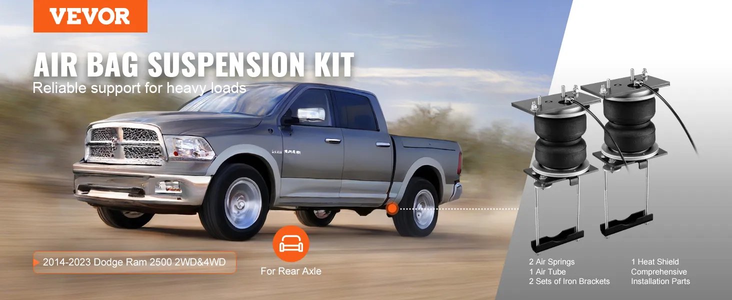 VEVOR air bag suspension kit for 2014-2023 dodge ram 2500 2wd&4wd, reliable heavy load support.