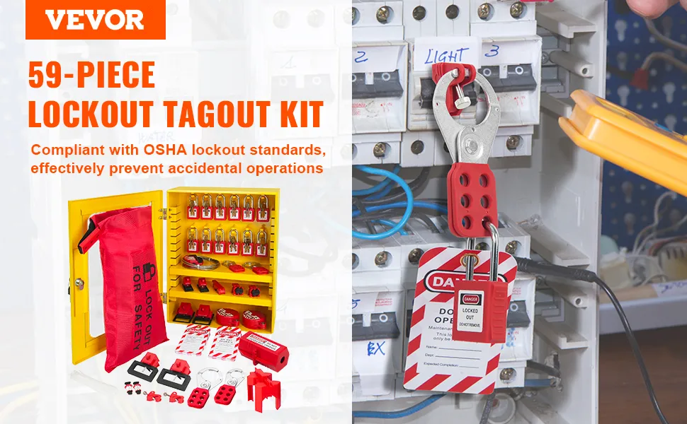 1 Set Electrical Lockout Tagout Kit Plastic For Great Addition To Machinery, Electrical Equipment, Industrial Work, And More