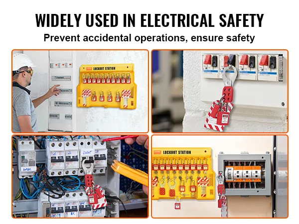 VEVOR lockout tagout kit for electrical safety, preventing accidental operations in control panels.