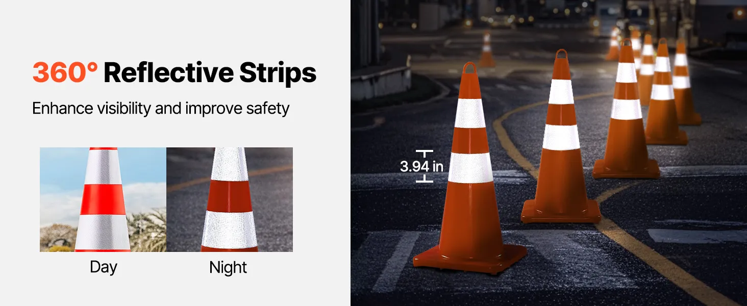 VEVOR traffic cones: 28" safety cones with high-visibility and heavy weighted base.