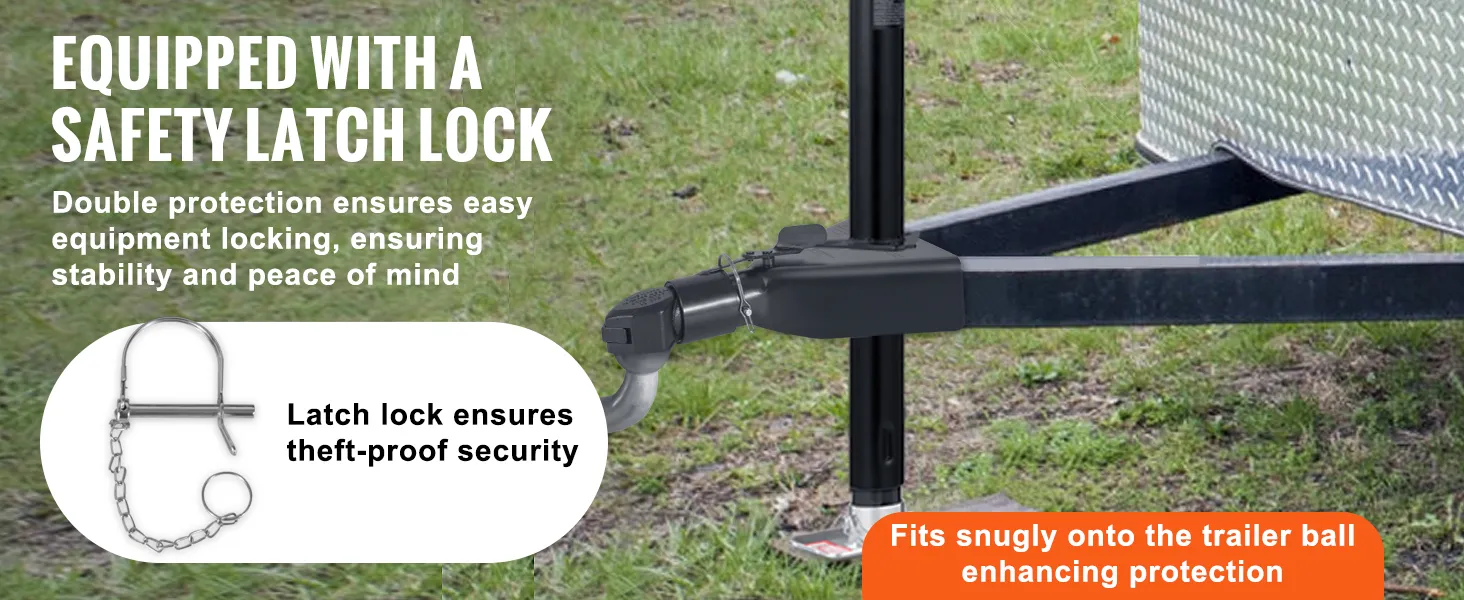 VEVOR A-Rahmen-Anhängerkupplung mit Sicherheitsriegelschloss für Diebstahlschutz und stabile Verbindung.