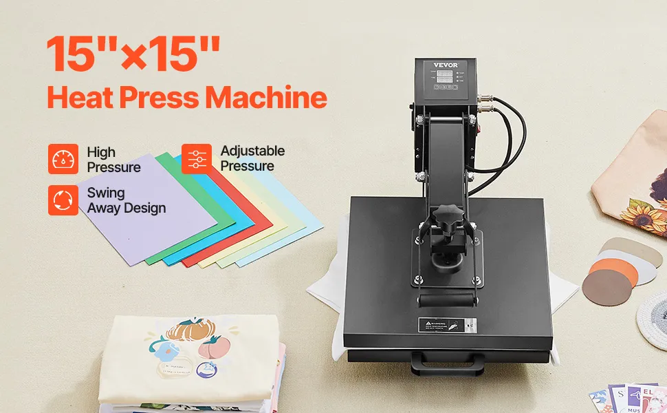 Heat Press Machine 15 x 15 inch Sublimation Printer Transfer for DIY T-shirt
