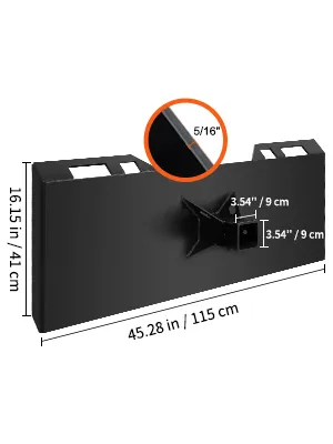 VEVOR quick tach attachment, 45.28x16.15 inches with 5/16-inch thickness.