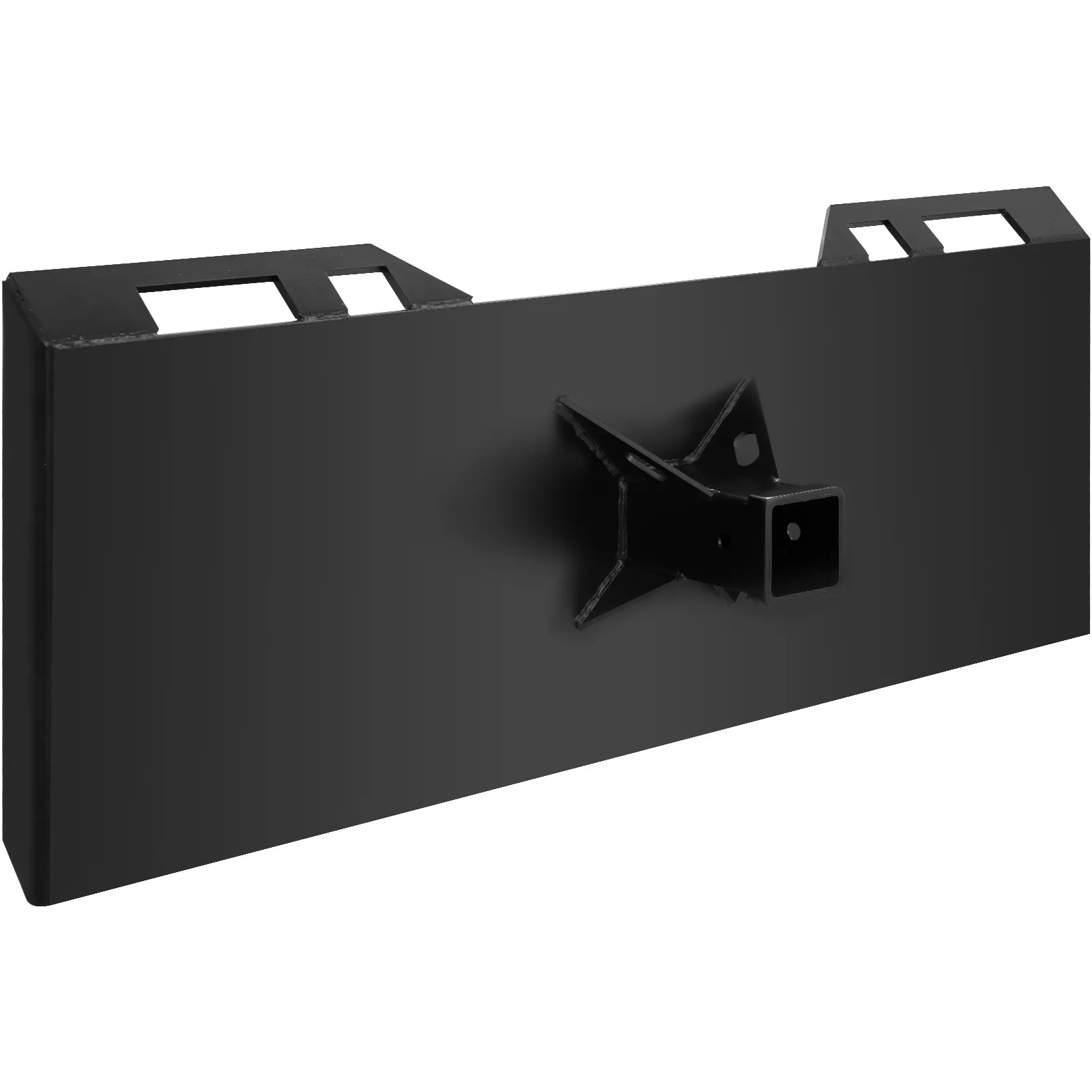 VEVOR quick tach attachment, black steel plate with center mounting bracket.