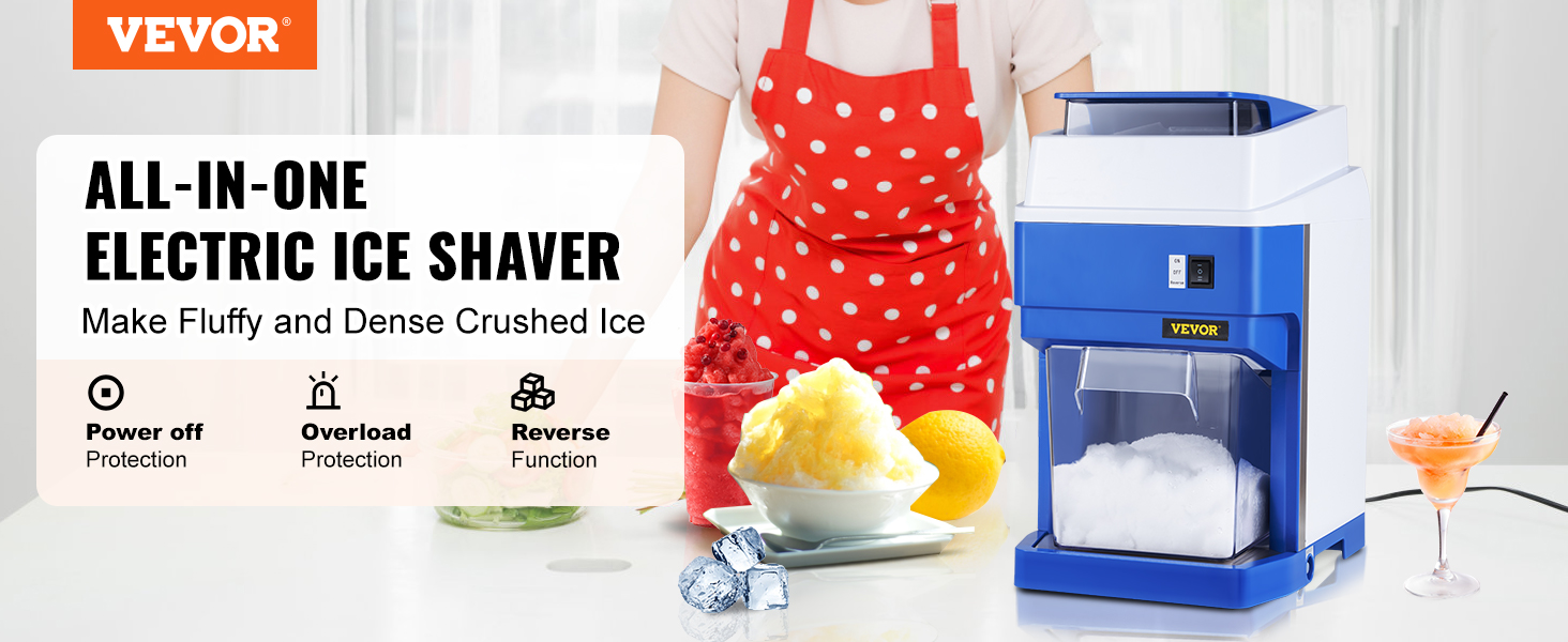 Broyeur à Glace Électrique 500W - Capacité 84 Kg/h - Acier Inoxydable - Réglable Épaisseur - Pour Bar, Maison, Fêtes - 6