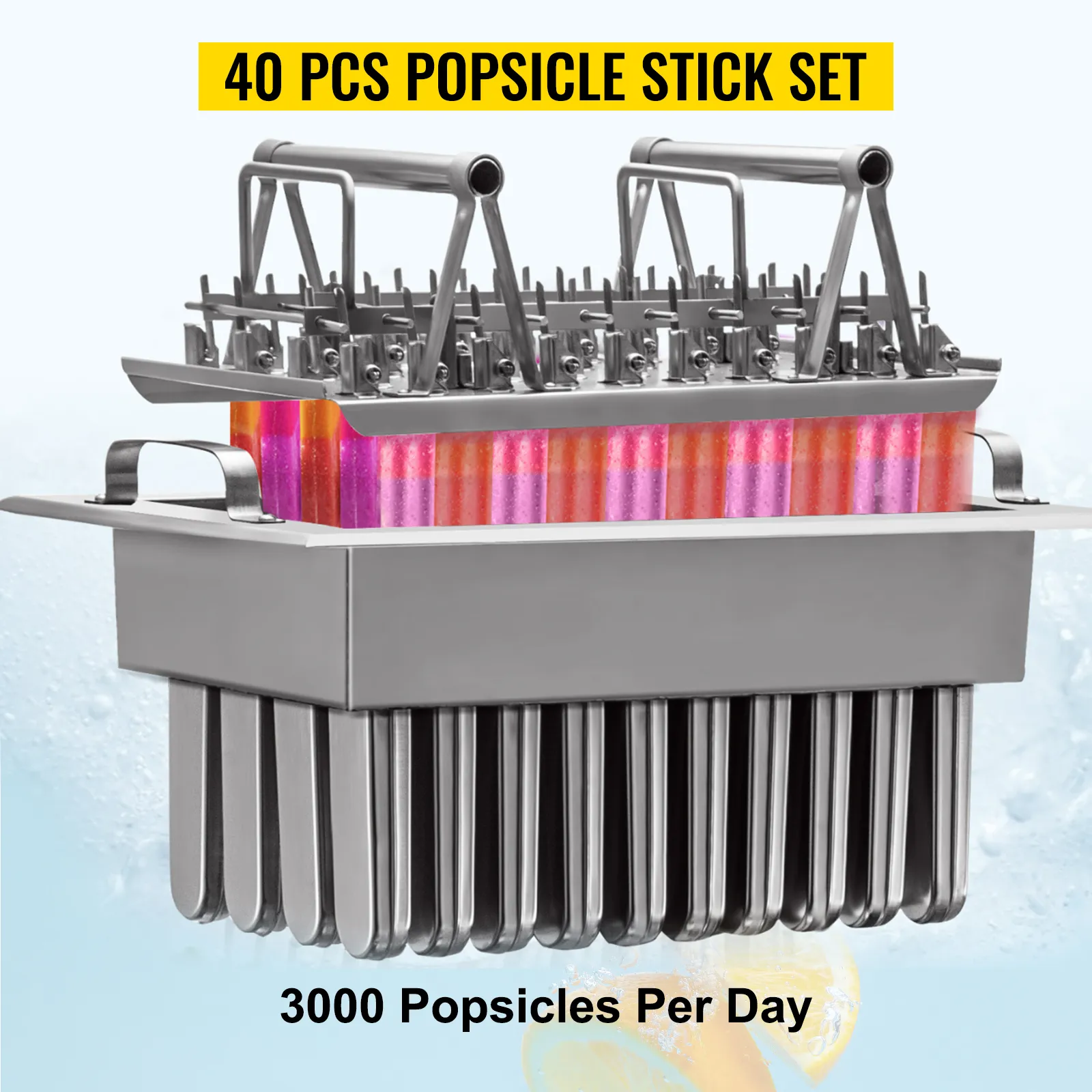 Máquina de paletas comercial VEVOR con juego de 40 palitos, produce 3000 paletas por día.