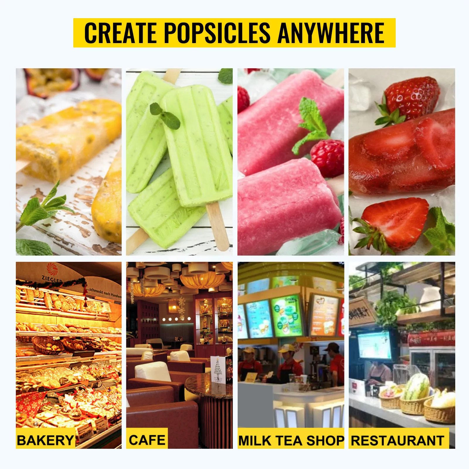 Cree paletas en cualquier lugar con la máquina de paletas comercial VEVOR para panadería, cafetería, tienda de té con leche y restaurante.