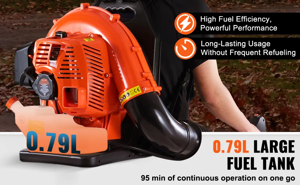 VEVOR Backpack Leaf Blower 79CC 2-Cycle Gas Leaf Blower 930CFM Air Volume 184MPH