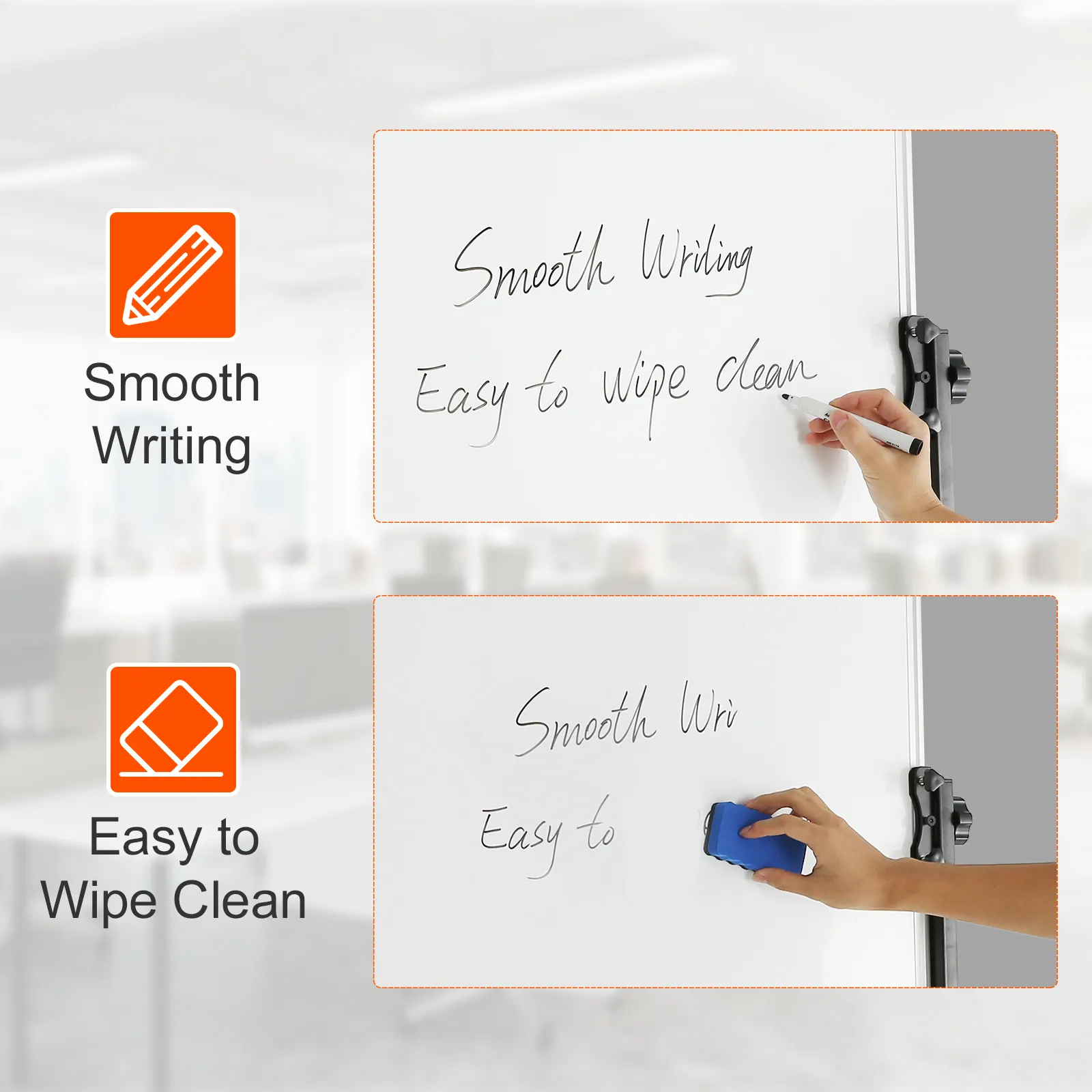 VEVOR rolling magnetic whiteboard with smooth writing and easy to wipe clean features.