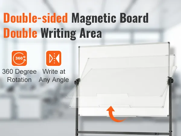 double-sided VEVOR rolling magnetic whiteboard with 360-degree rotation for versatile writing.