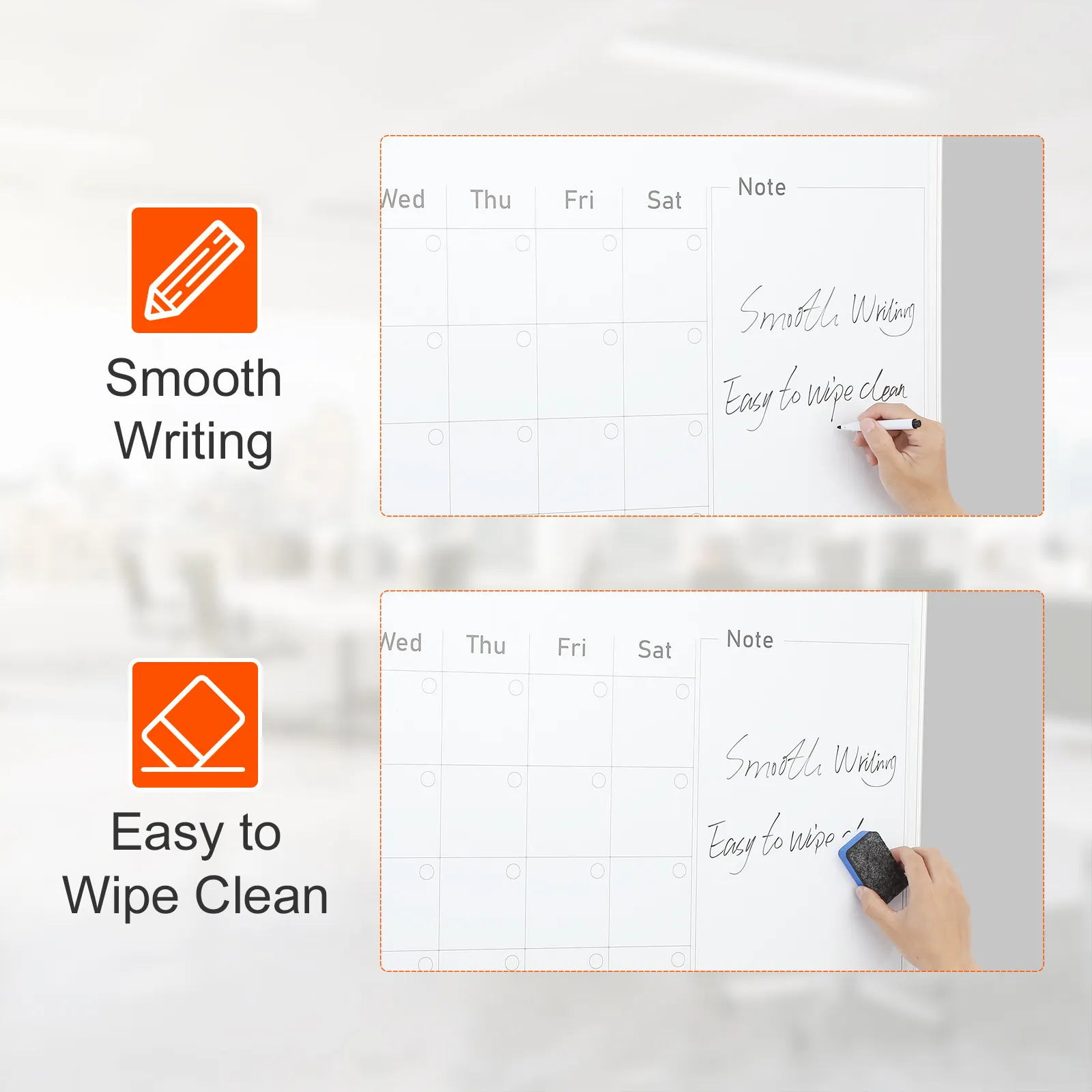 VEVOR calendar whiteboard with smooth writing and easy to wipe clean features.