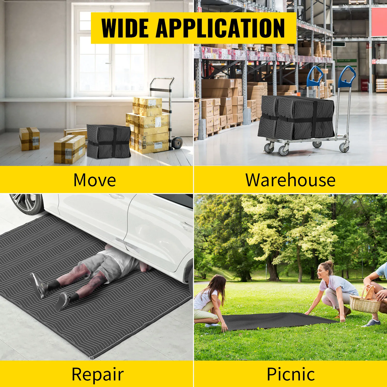 Mantas móviles VEVOR para mudanzas, almacenamiento, reparación de automóviles y uso en picnic.
