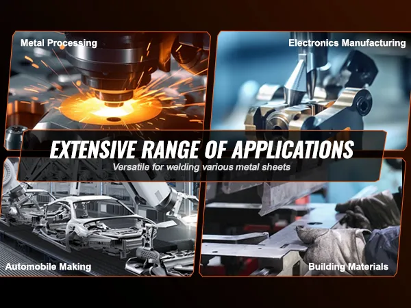 VEVOR spot welder: metal processing, electronics manufacturing, automobile making, and building materials.