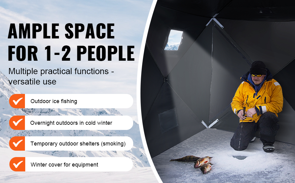 Freistehendes Eisangelzelt Für 1-2 Personen – Mit 210D Oxford-Stoff, Fiberglas-Stäben, Inkl. Tragetasche
