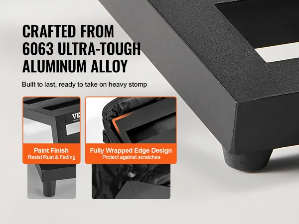 VEVOR guitar pedal board crafted from 6063 aluminum alloy with paint finish and fully wrapped edge design.