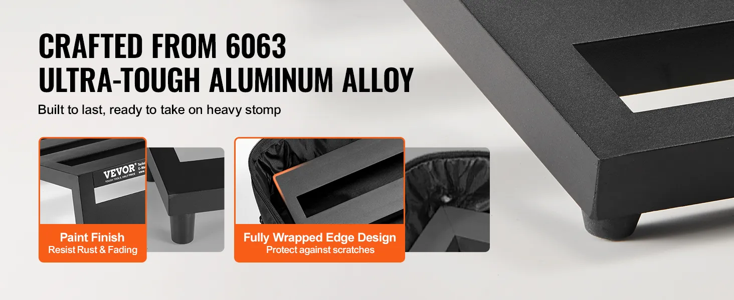 VEVOR guitar pedal board crafted from 6063 aluminum alloy with paint finish and fully wrapped edge design.