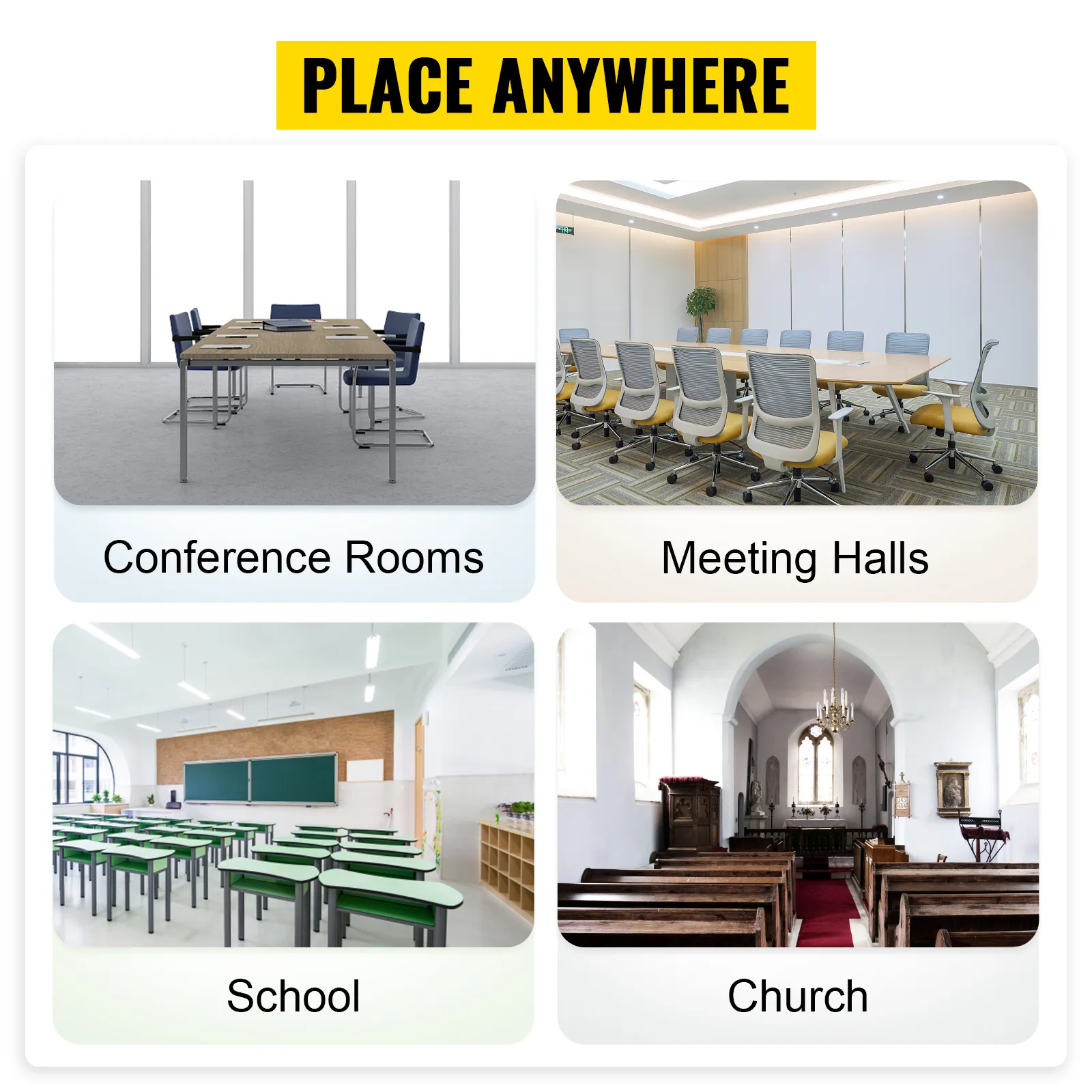 place VEVOR acrylic pulpit in conference rooms, meeting halls, schools, and churches.