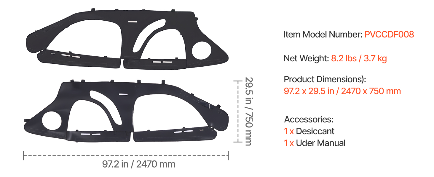 VEVOR Polaris RZR Doors – Soft Upper Cab Enclosure 2020-2024