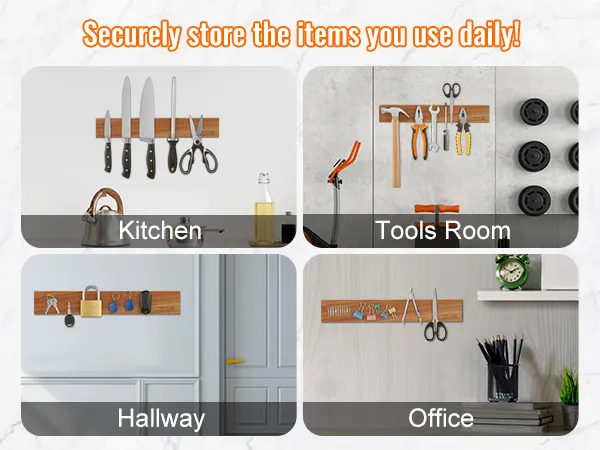 VEVOR magnetische messenhouder voor het opbergen van keukenmessen, gereedschap, sleutels in de gang en kantoorbenodigdheden.