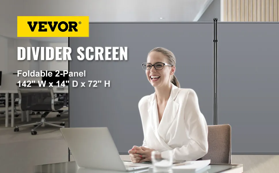 Mampara divisoria plegable de 2 paneles para oficina VEVOR en espacios de trabajo modernos.