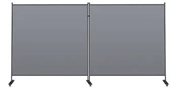 Mampara de oficina VEVOR en color gris oscuro con estructura de metal y base con ruedas para facilitar su movilidad.