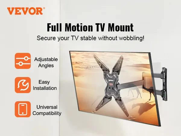 VEVOR tv mount with adjustable angles, easy installation, and universal compatibility for stable tvs.