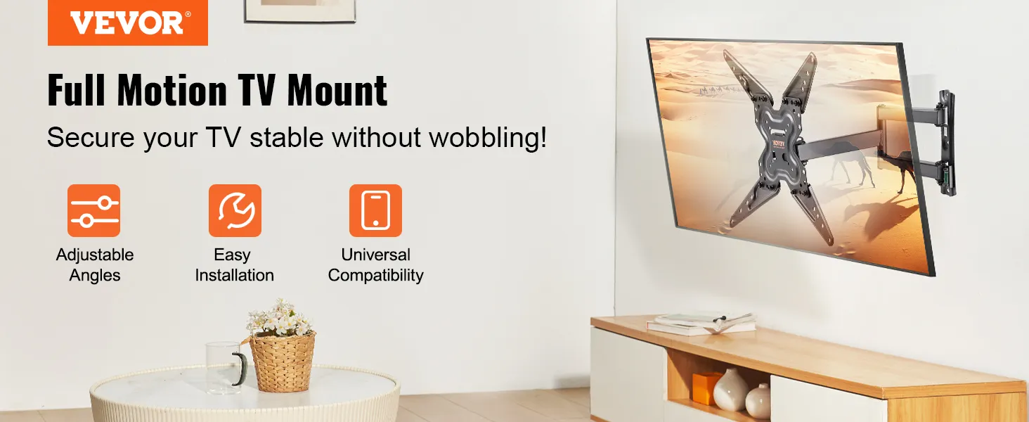 VEVOR tv mount with adjustable angles, easy installation, and universal compatibility for stable tvs.