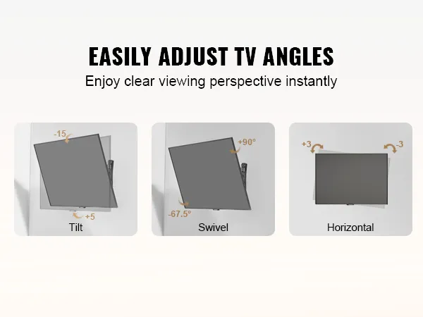 easily adjust tv angles with the VEVOR tv mount for tilt, swivel, and horizontal viewing.