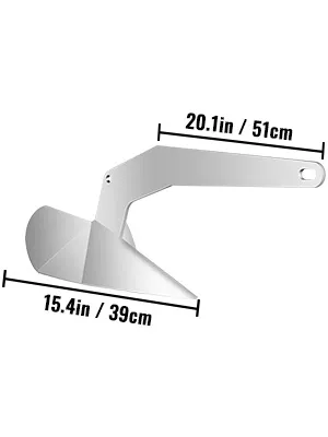 Anclaje para barco VEVOR delta con dimensiones: 20,1 pulgadas x 15,4 pulgadas.