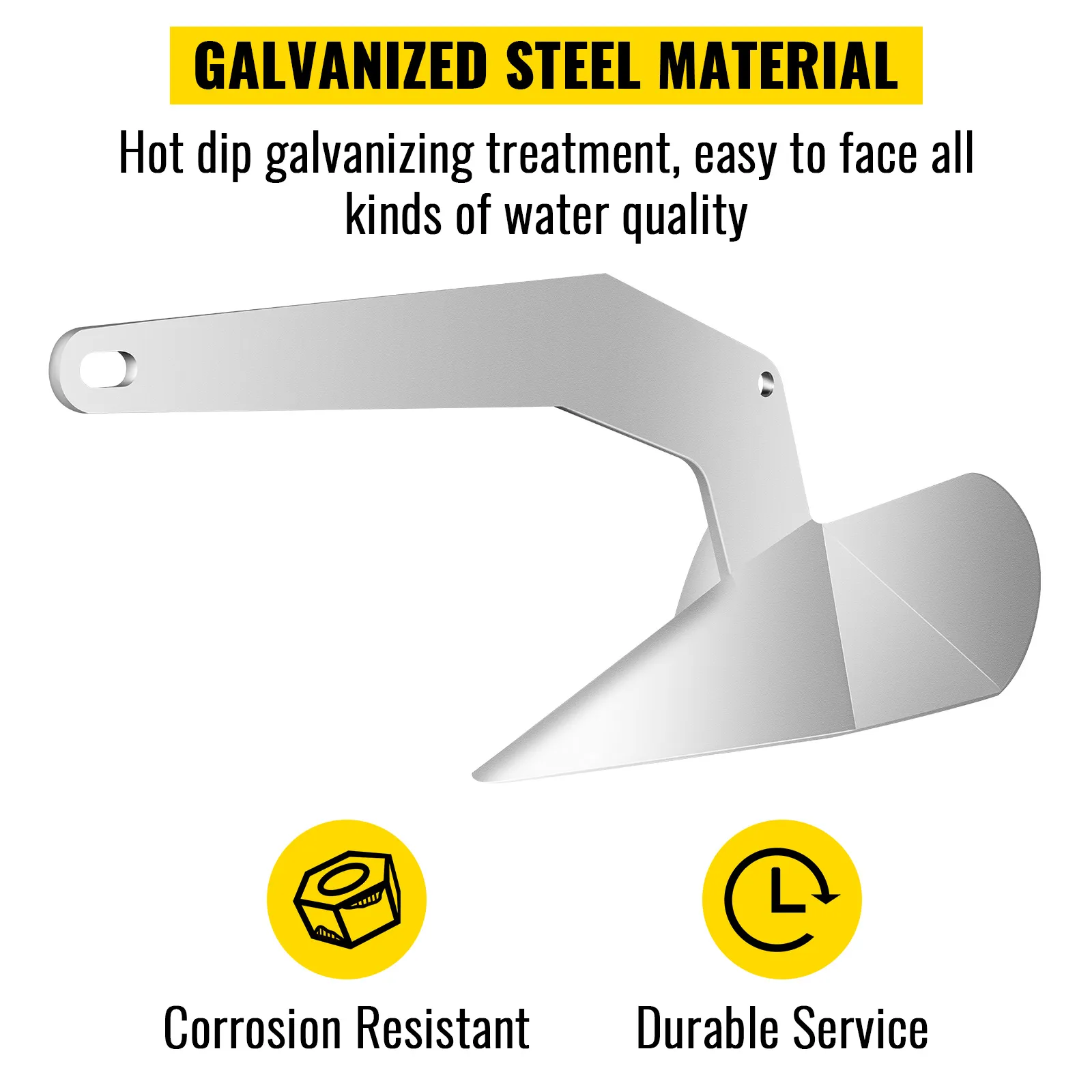 Anclaje para barco VEVOR delta de acero galvanizado con resistencia a la corrosión y servicio duradero.