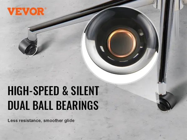 VEVOR office chair wheels with high-speed silent dual ball bearings for less resistance and smoother glide.