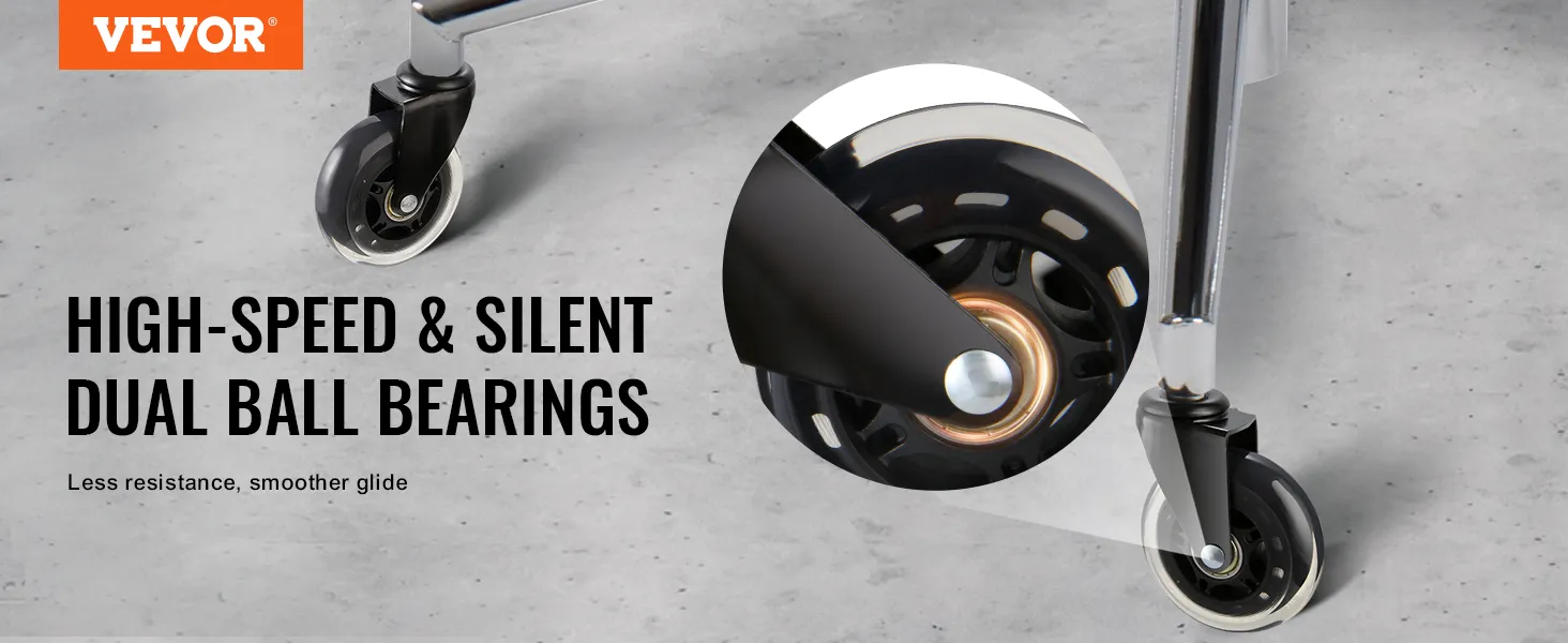 VEVOR high-speed silent office chair wheels with dual ball bearings for less resistance and smoother glide.