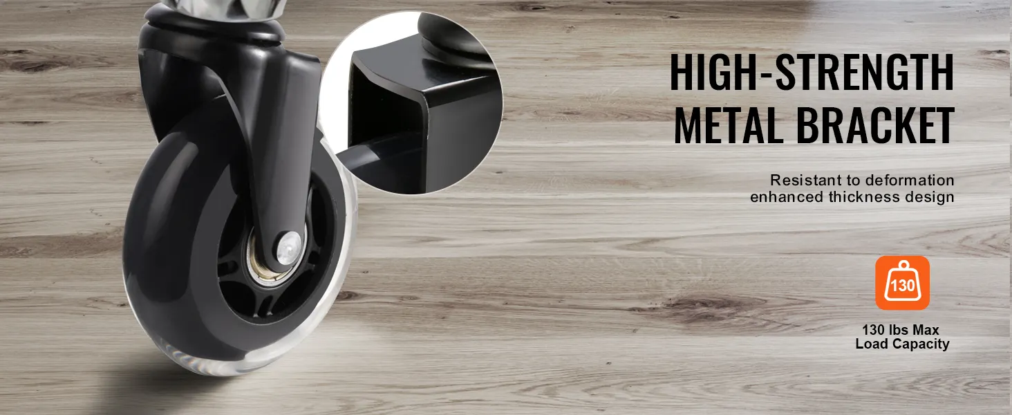 VEVOR office chair wheels with high-strength metal bracket and 130 lbs max load capacity.