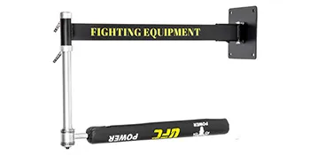 VEVOR boxpörgő rúd fekete fali konzolra szerelve, sárga „fighting gear” felirattal.