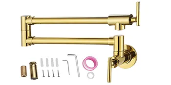Grifo para llenado de ollas VEVOR dorado con herrajes de montaje, herramientas y cinta de plomero incluidos.