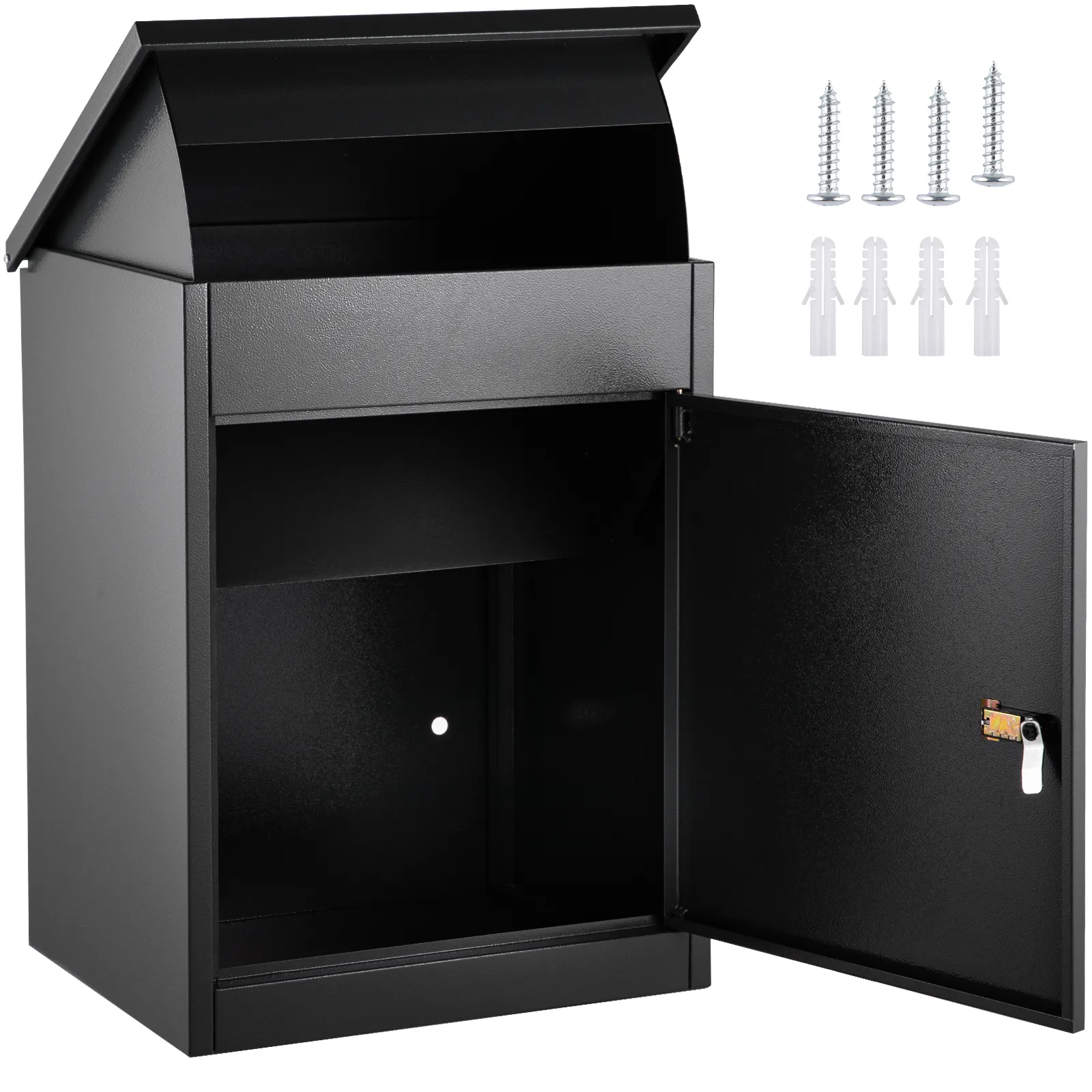 VEVOR parcel drop box, open front and top, with mounting hardware included
