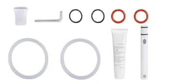 Accesorios para máquina de helado suave VEVOR que incluyen sellos, llave y tubo de lubricante.