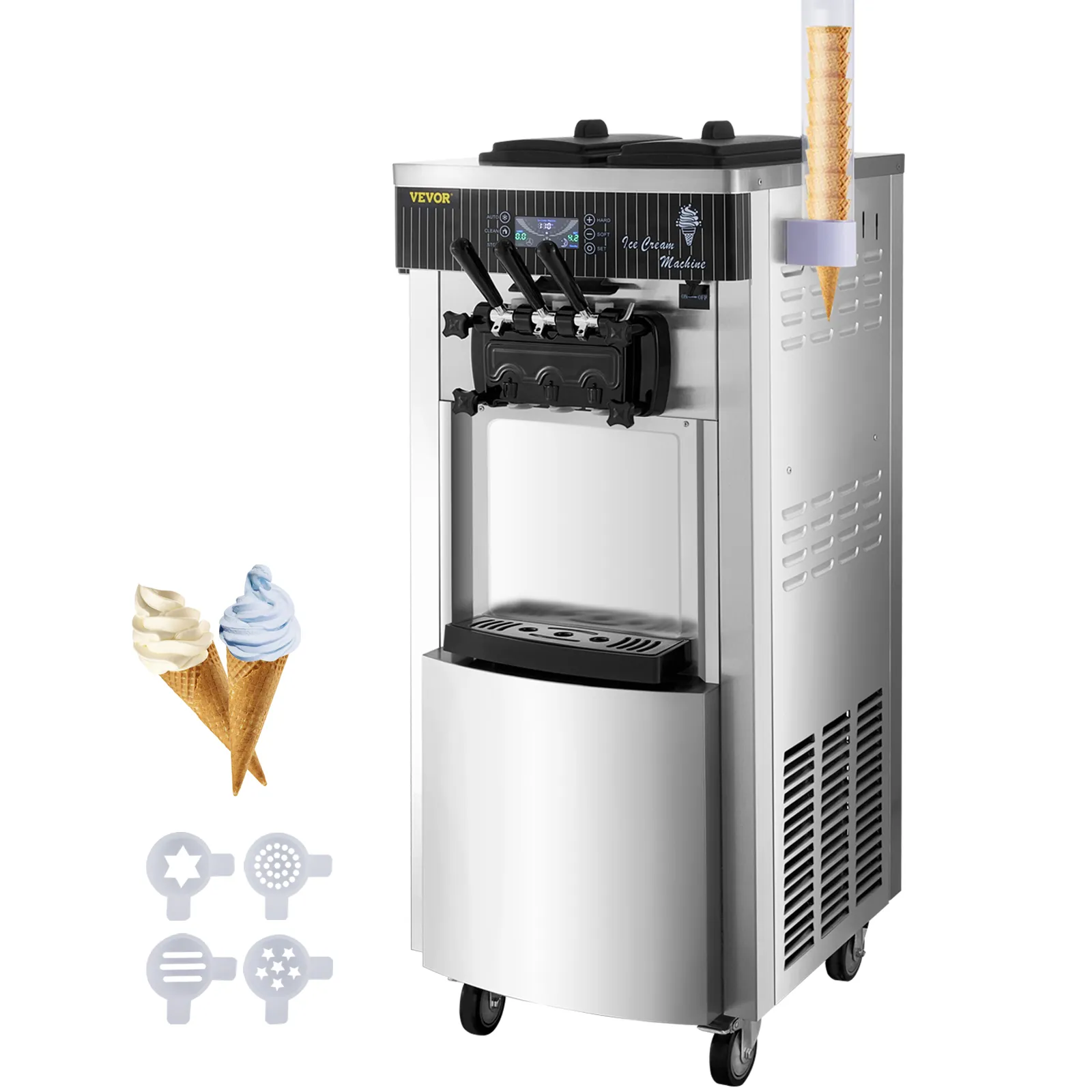 Máquina de helados VEVOR con conos y boquillas decorativas