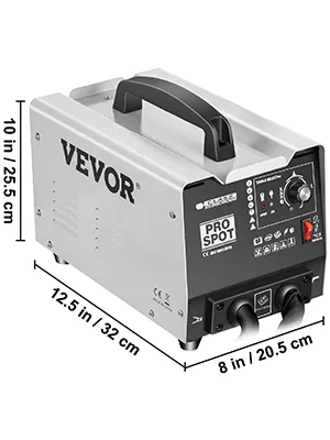 Extractor de abolladuras VEVOR Pro Spot, tamaño compacto con dimensiones 12,5 x 8 x 10 pulgadas.
