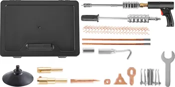 Kit extractor de abolladuras VEVOR con herramientas, martillo deslizante y estuche de transporte.