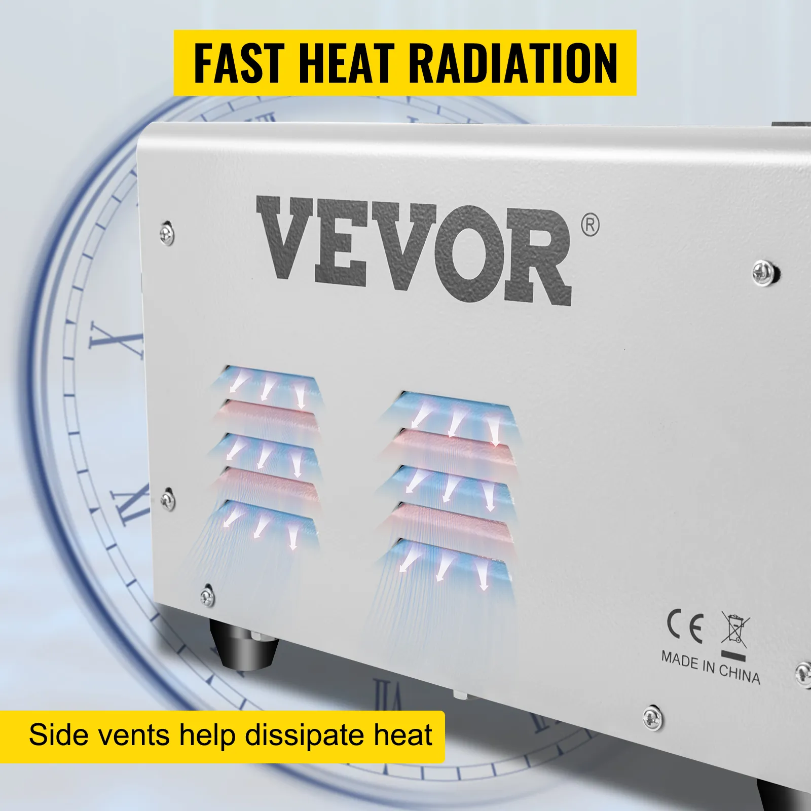 Las rejillas de ventilación laterales del extractor de abolladuras VEVOR disipan el calor rápidamente.
