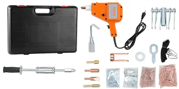 VEVOR dent repair kit with electric tool, case, slide hammer, and various accessories.