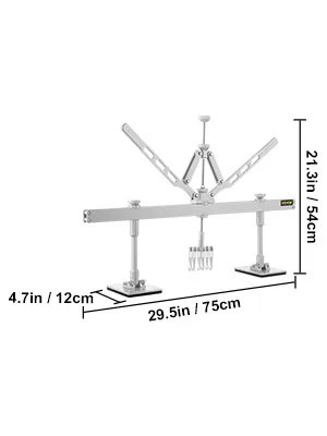 VEVOR dent pull lever bar kit dimensions in inches and centimeters.