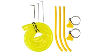 Gelbes Schläuche- und Klemmenset für die Wachteleierschälmaschine von VEVOR.