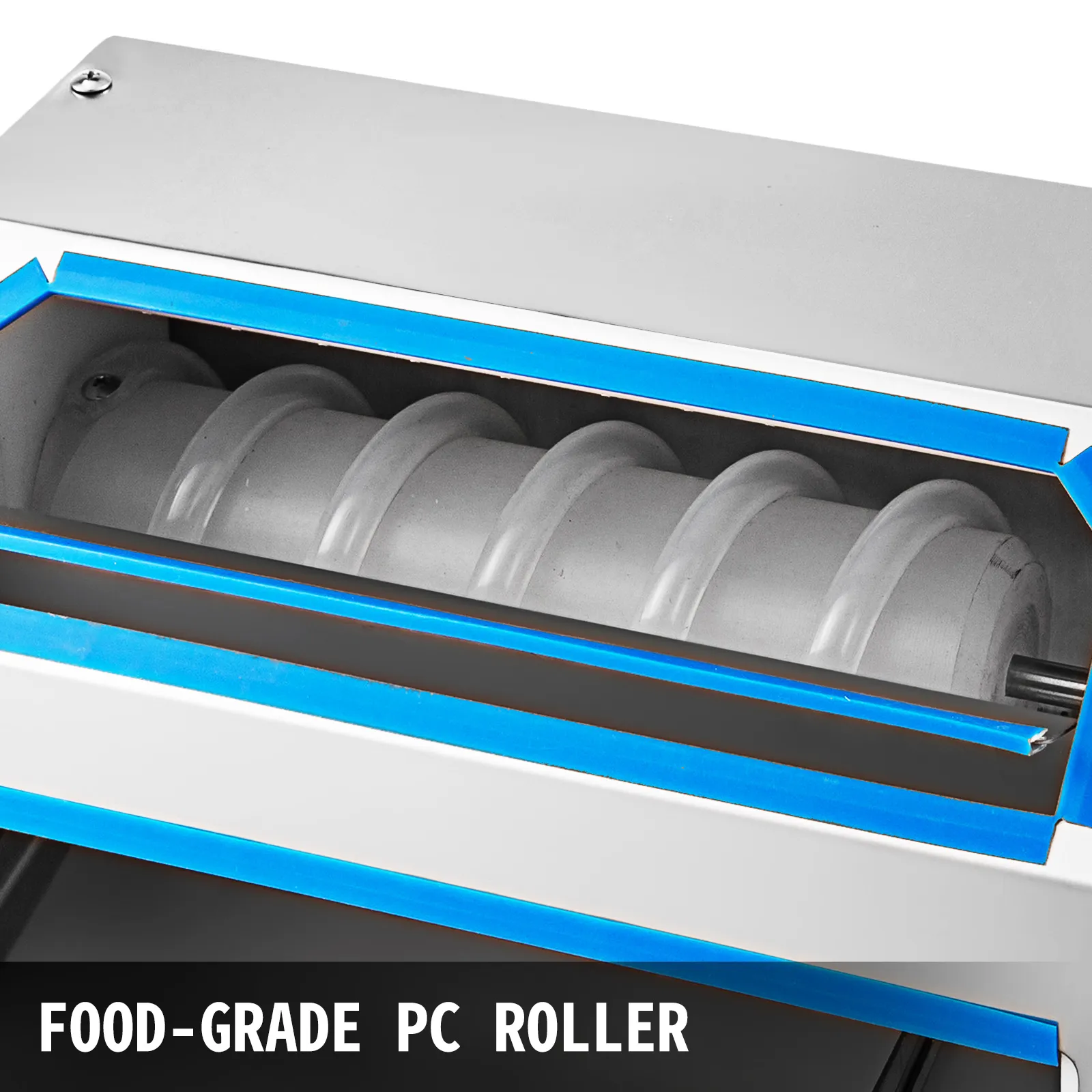 Nahaufnahme der Wachteleierschälmaschine von VEVOR mit lebensmittelechter PC-Walze.