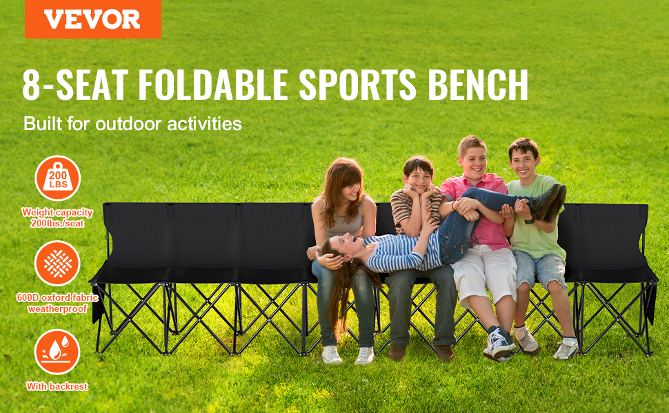 VEVOR Portable Folding Bench, 8 Seat Foldable Soccer Bench with